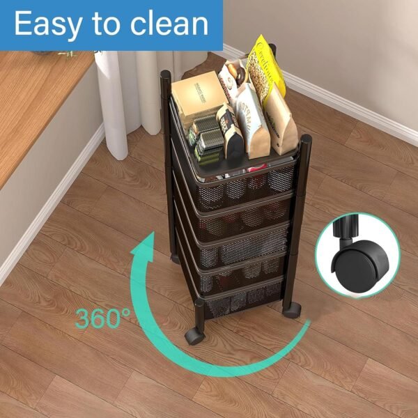 Kitchenwell Round Multi-Purpose Rotatable Trolley Storage (Shelves-5)
