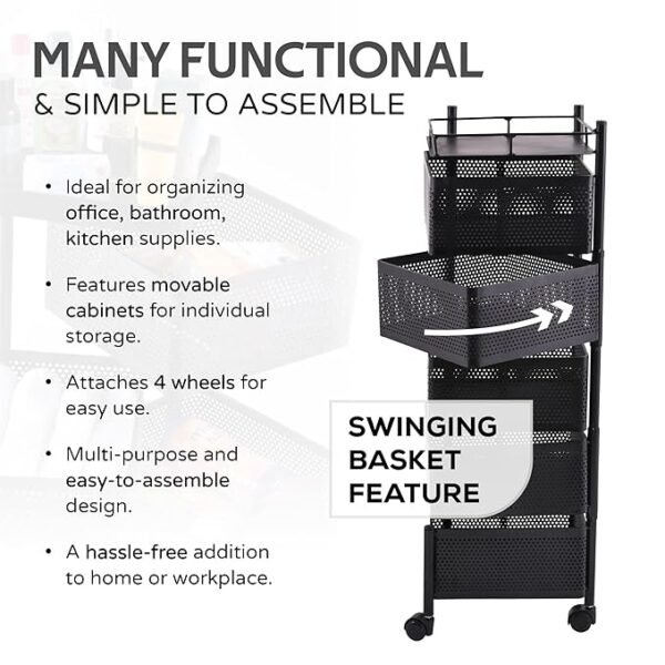 Kitchenwell Round Multi-Purpose Rotatable Trolley Storage (Shelves-5)